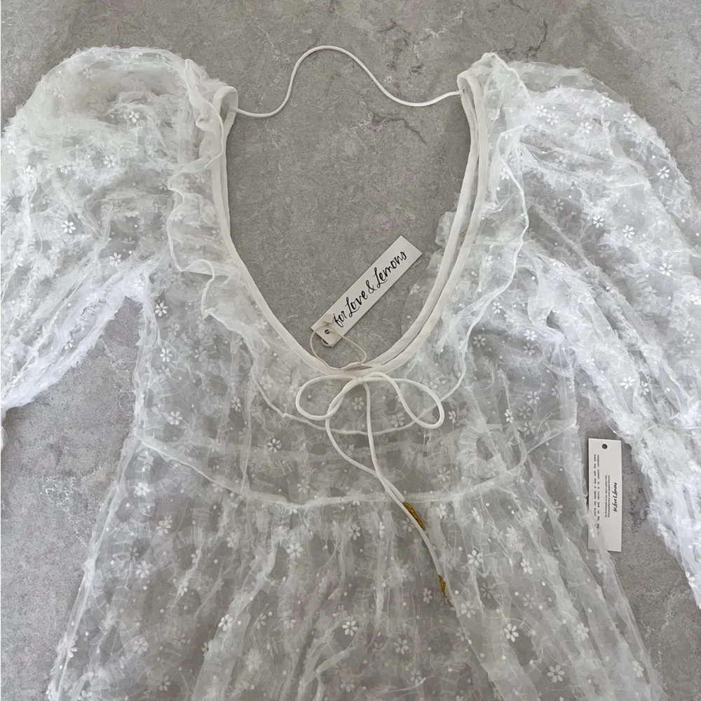 For Love And Lemons Kalea Tulle Maxi Dress white sheer tulle dress - size small - Picture 12 of 17